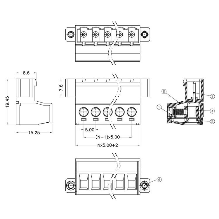 2 pin terminal connector